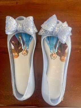 Mini Melissa Light Blue Girls Bow Slip-On Dress Shoes
